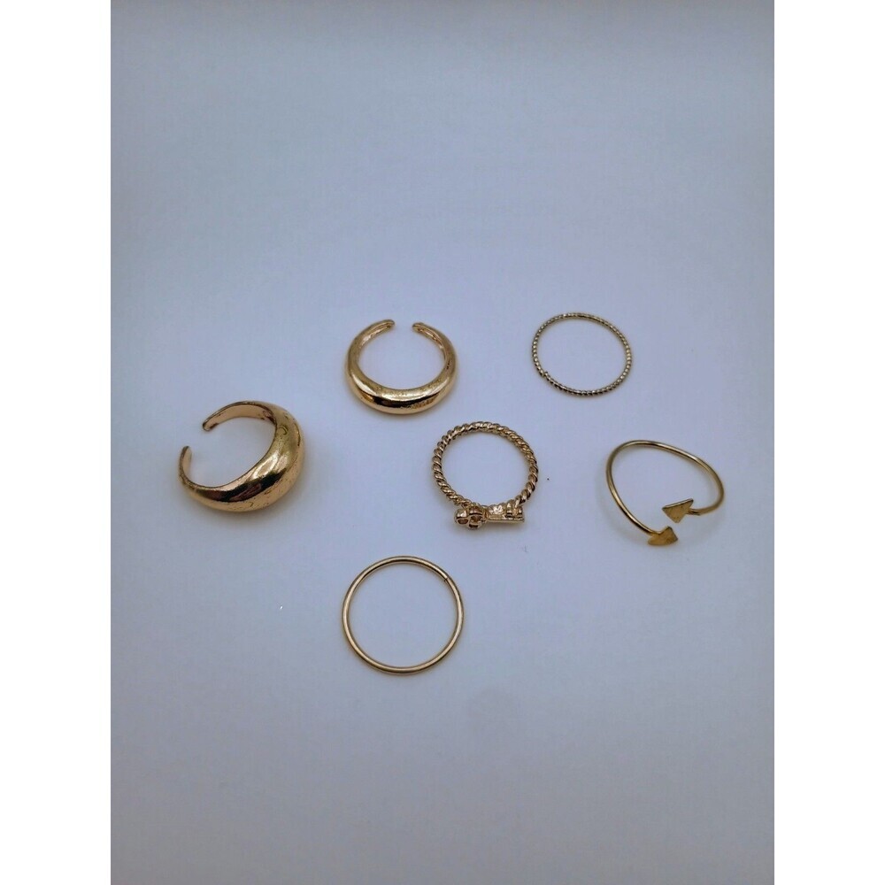 Lot Of 6 Minimalist Gold Tone Rings - Various Sizes